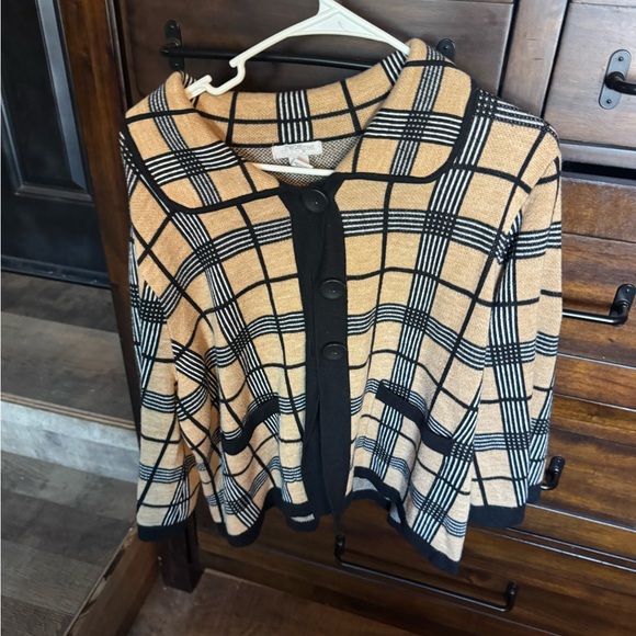 Mercer Street Studio Sweaters - Chic & Timeless: Mercer Street Studio XL Tan & Black Plaid Button Cardigan
